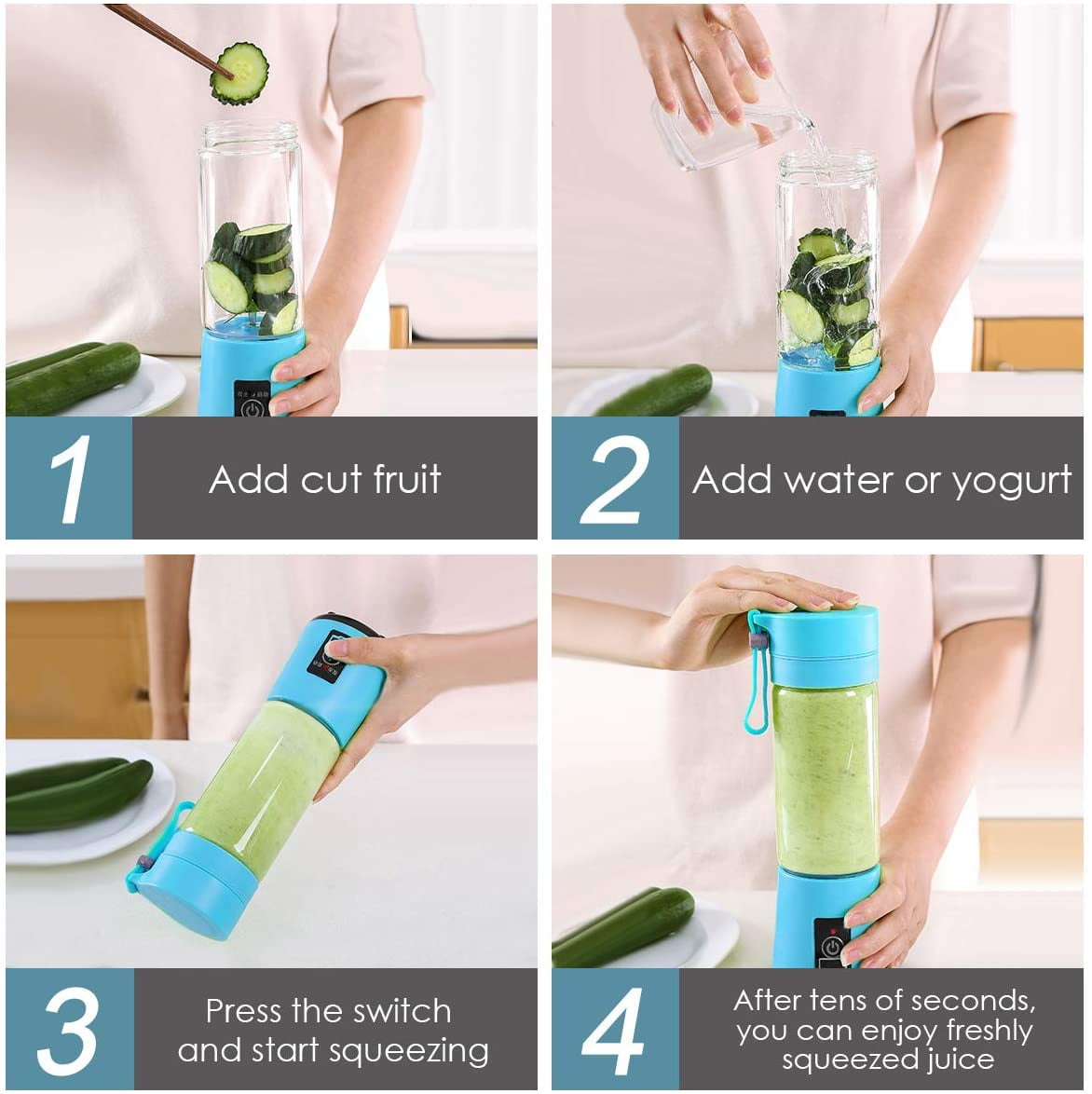 Mini Blender Personal Portable Blender Cup for Smoothies Shakes, Portable Juicer USB Rechargeable for Travel