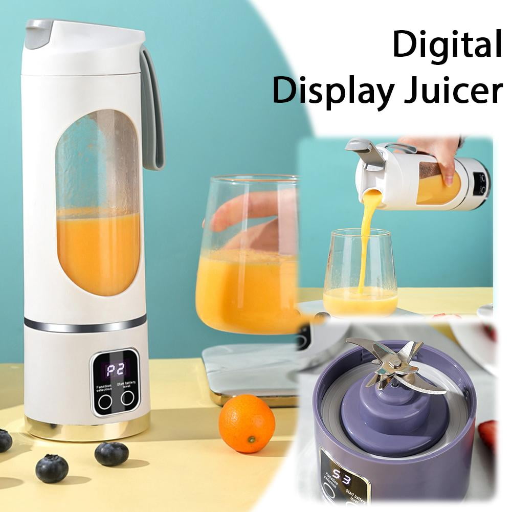Digital Display Juicer-Smart LED Display,3 Speed12- Fresh Juice Bottle,Diet-Friendly Multimode Blender, USB Rechargeable 450ML Portable juicer Shakes and Smoothies Blender Small Blenders Mixing