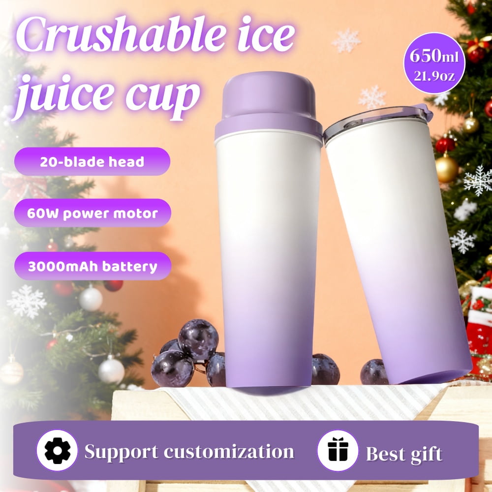 Multi-Function Portable Juicer, 2-in-1 Fruit Blender with 20 Blades, USB Rechargeable Juice Cup, Fresh Fruit Mixer, Dual Cup - Perfect for Snow Milkshakes, Smoothies, and Iced Drinks - Ideal Gift