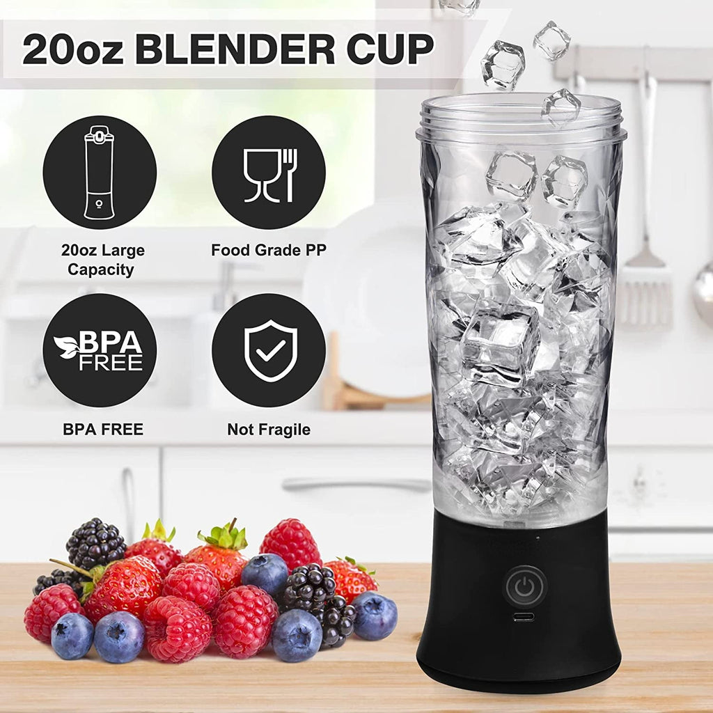 Portable Blender, Personal Size Blender for Shakes and Smoothies, Blender with 6 Blades, 20oz Mini Mixer Rechargeable for Kitchen/Gym/Travel/Office, BPA-Free