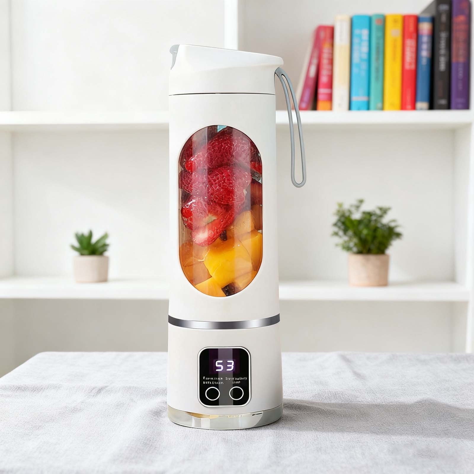 erfcxs Digital Multimode Juicer 450ml Portable Digital Display Juicer Mini Juice Cup With 12 Stainless Steel Smart LED Display For Diet