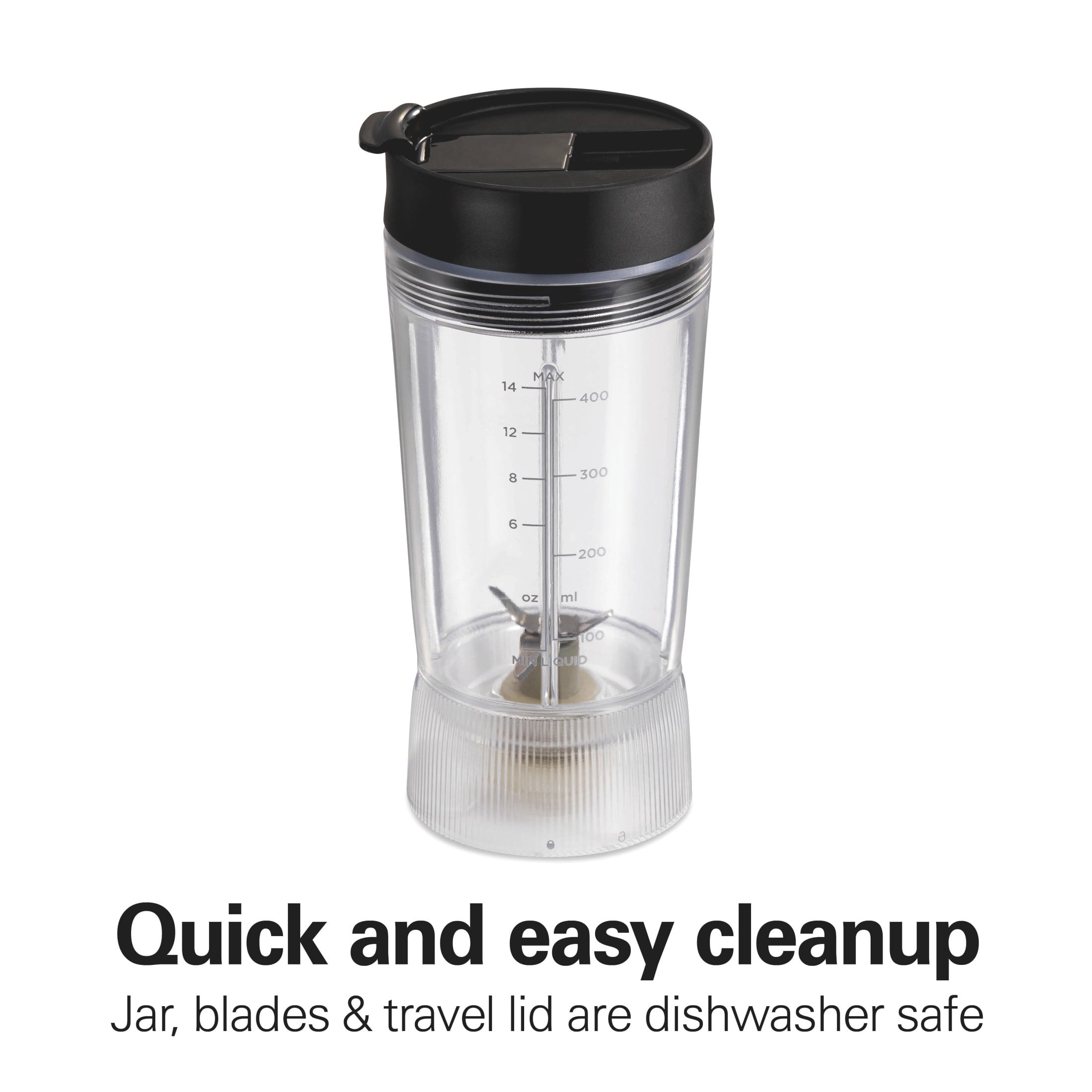 Personal Blender for Smoothies with Travel Lid, 14 oz, Black