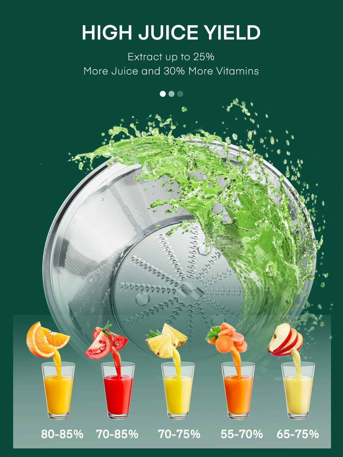 Juicer Machine Wide 3” Feed Chute Juice Extractor Easy to Clean, Pulse Function and 3-Speed Control, Anti-Drip, Silver