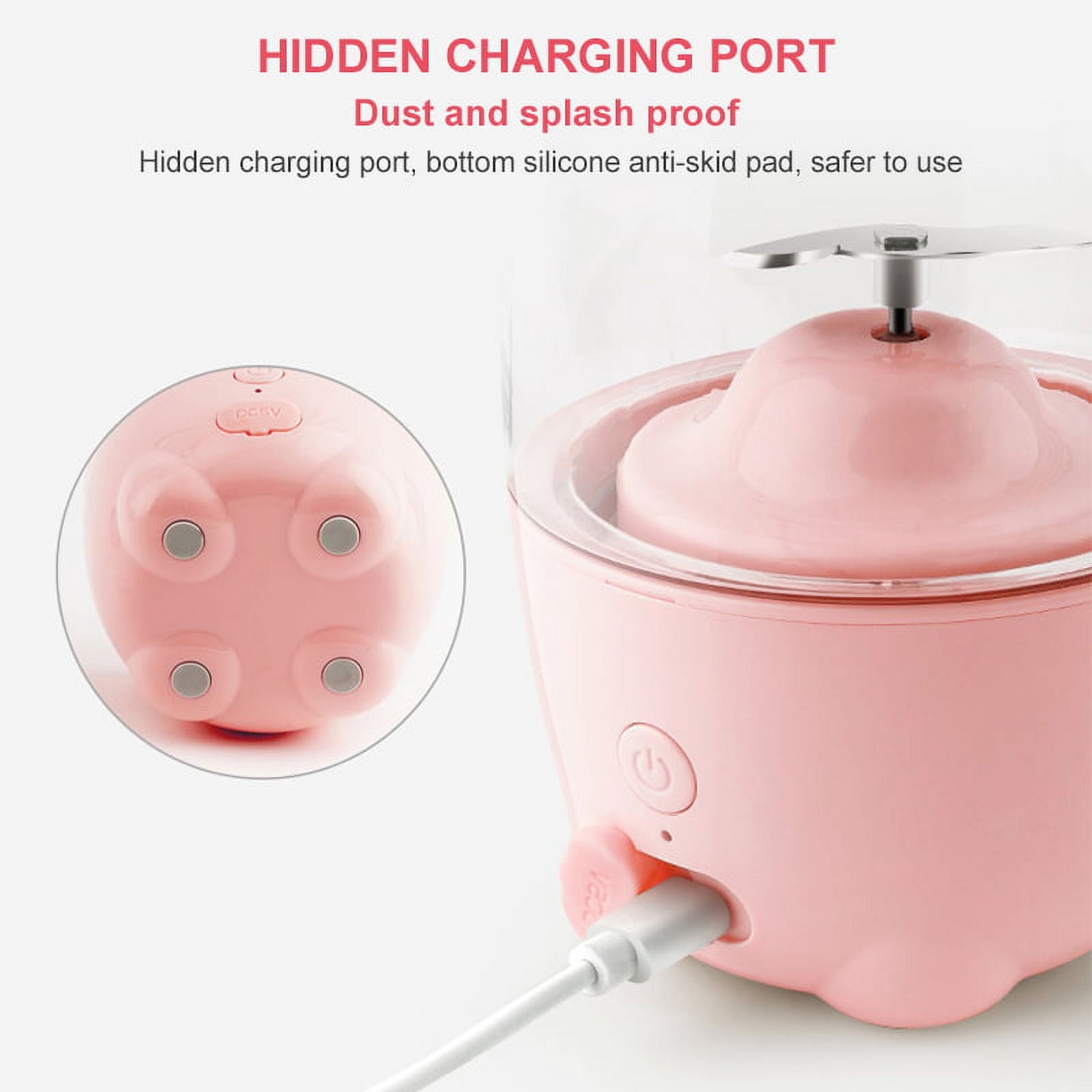 Portable Blender, Smoothies Blender, Mini Blender Single Serve 400ml USB Rechargeable Blender, Small Juice Mixer Portable Juicer for Home, Travel &amp; Gym(Pink)