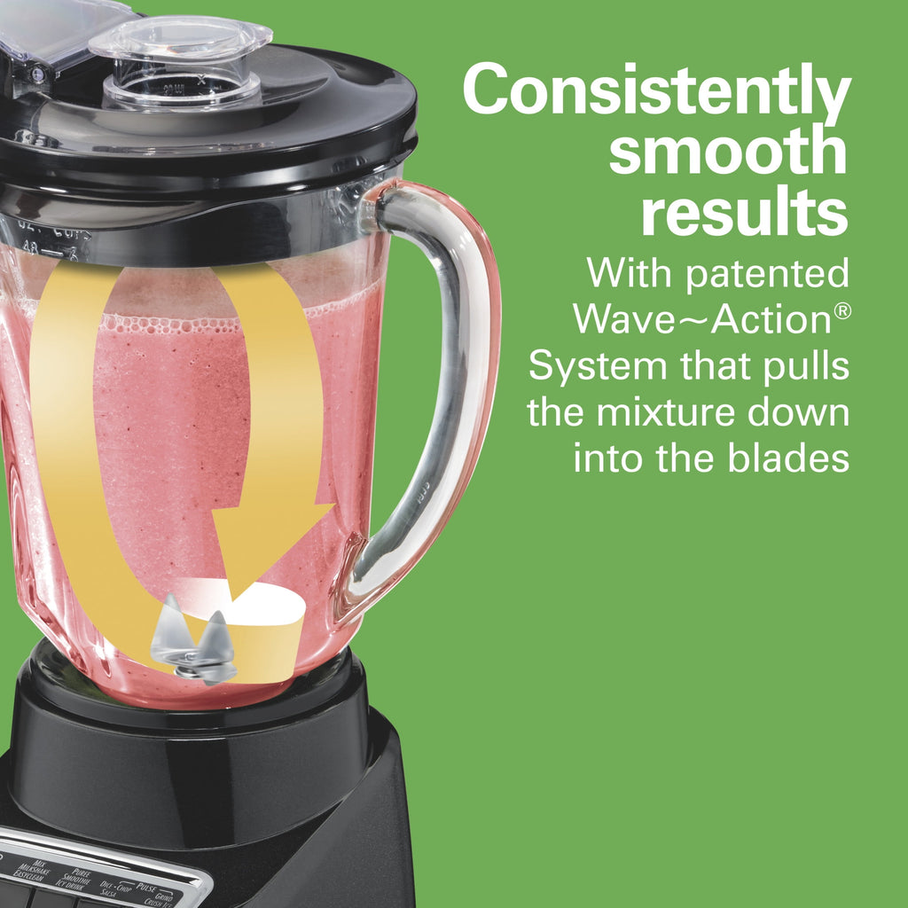 Wave Action Blender for Kitchen, 48 oz Jar for Smoothies and Shakes, Black
