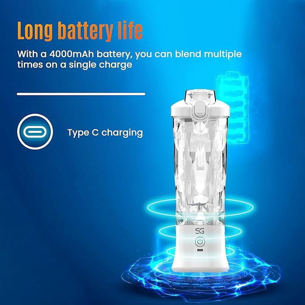 Powerful Portable Blender for Smoothies &amp; Shakes - Mini Blender with High-Torque Motor, Long-Life Battery, Leak-Proof Cup - One-Click &amp; Pulse Mode - Personal Blender for Home, Travel