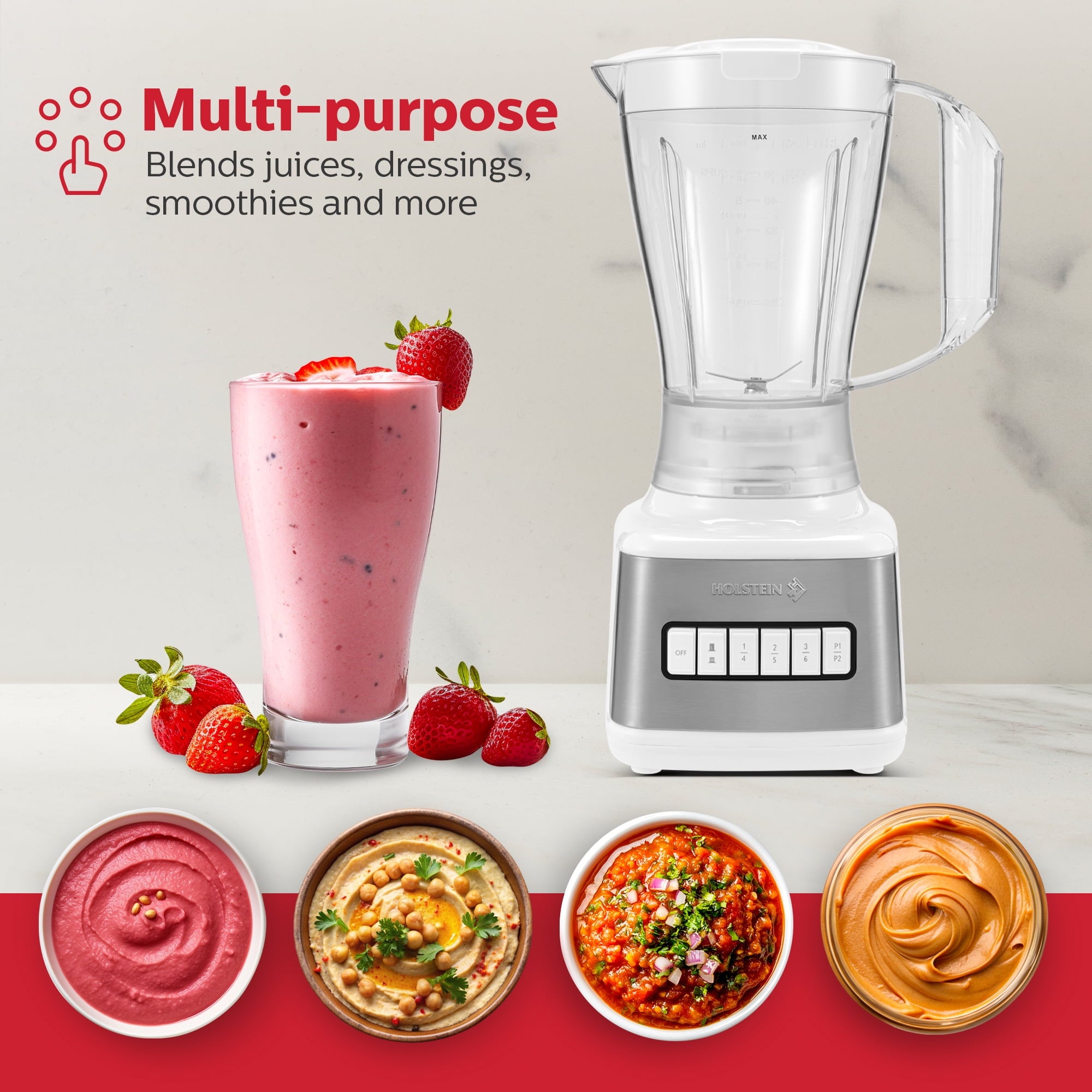 8-Speed Blender 500W Motor, 48 oz Plastic Jar, and Intuitive Controls for Effortless Blending - Elevate Your Culinary Experience Now - Kitchen Essential