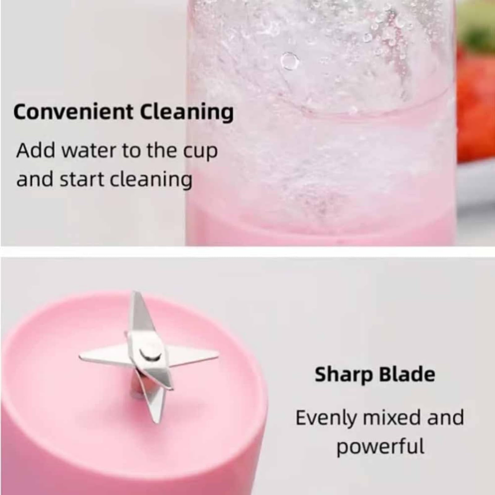 Blender, 15oz USB Rechargeable Mini Blender for Shakes, Smoothies, Ice &amp; Juicing, Personal Size Mixer for Home, Office, Travel &amp; Fitness