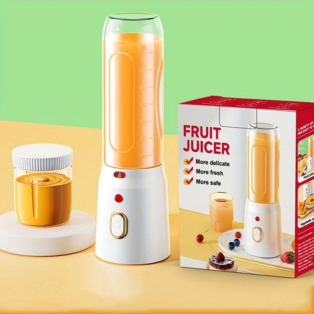1pc/450ml Portable Cordless Juicer with 2 Cups - USB Rechargeable Mini Blender for Fresh Juice, Smoothies and Milkshakes - Perfect for Travel, Home, Juicing Station | Modern Kitchen Accessories | Dura