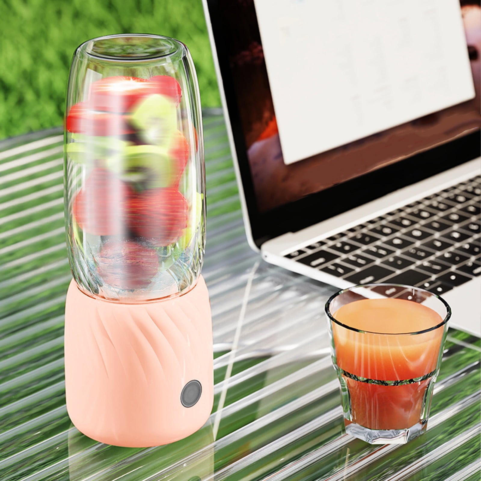 Portable Blender, Personal Size Blender for Shakes and Smoothies with 6 Blades, 10 Oz Mini Blender Cup with Travel Lid and USB Rechargeable for office, Gym, Kitchen