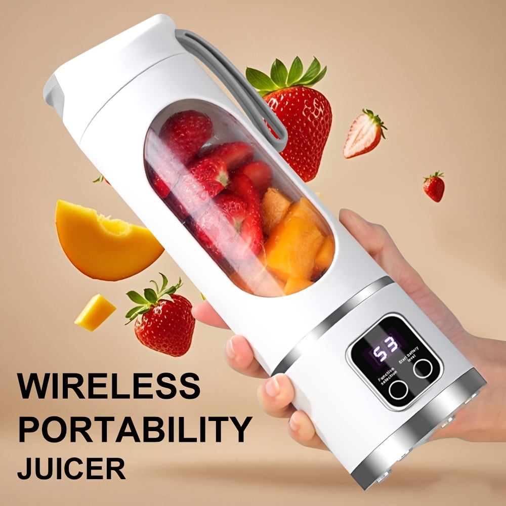 [12.85/15.22 ounce rechargeable Mini Blender] Portable USB rechargeable mini Blender and juicer - 3 modes, digital display, safety lock, food-grade PP, easy to clean, ideal choice for travel