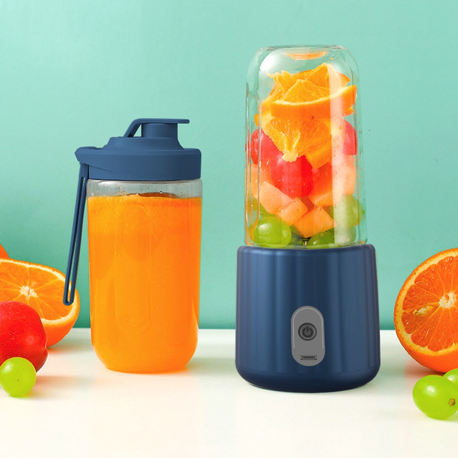 Portable Rechargeable Juicer Small Juicer Cup with 6 Blades, Student Home Multifunctional Juicer Machine 380ml Handheld for Sports, Travel