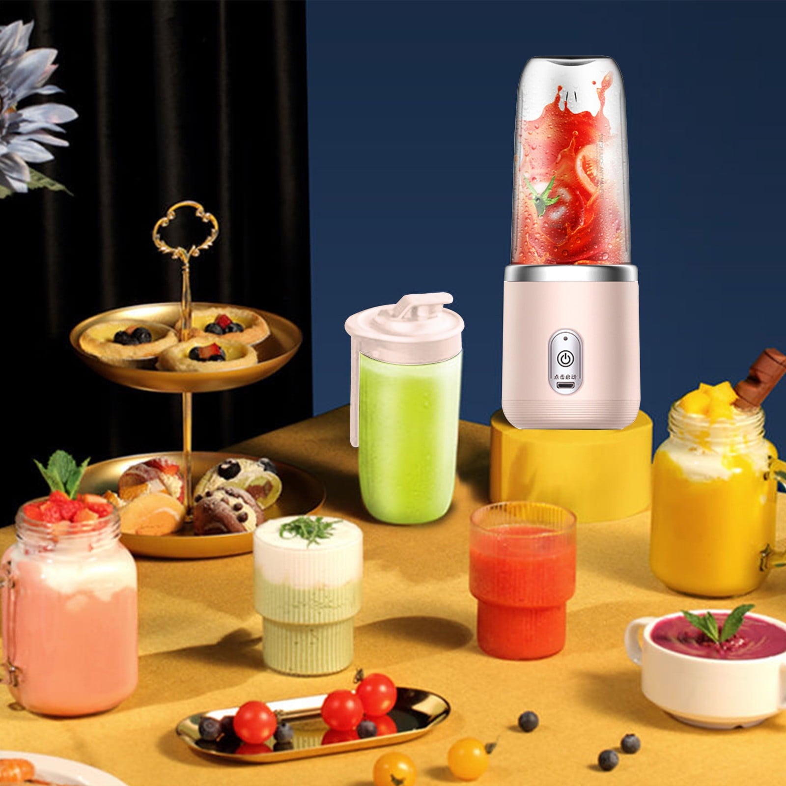 Portable Blender for Shakes and Smoothies, Ultra-Sharp Personal Mini Blender with 6 Blades, 400ml 2000mAh Rechargeable Electric Blender Bottles for Home, Traveling, Gym, Office