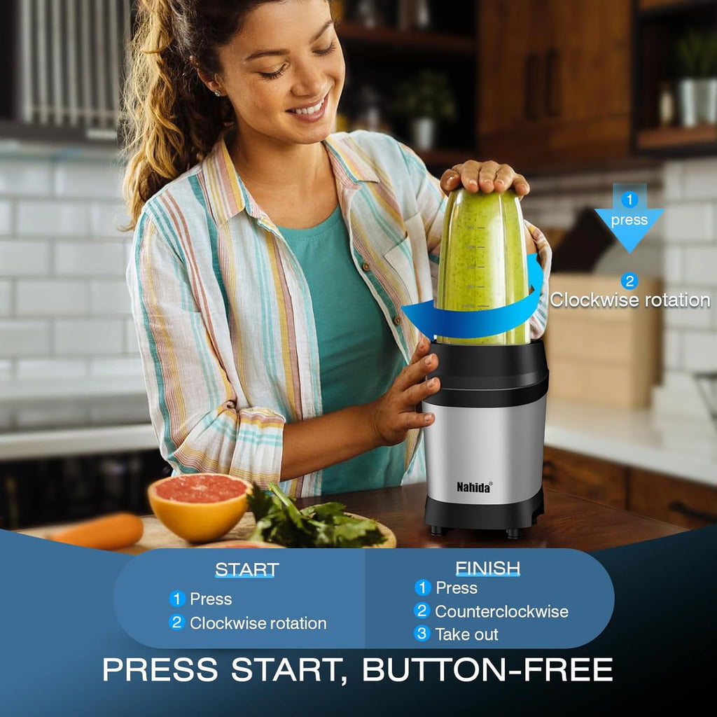 Blender for Smoothies, 1200W Smoothie Blender for Ice Crushing, Blenders with (2) 6-Fin Blades, Personal Blenders for Kitchen with 23oz, 32oz, 37oz Easy Go Cups for Juices, Silver