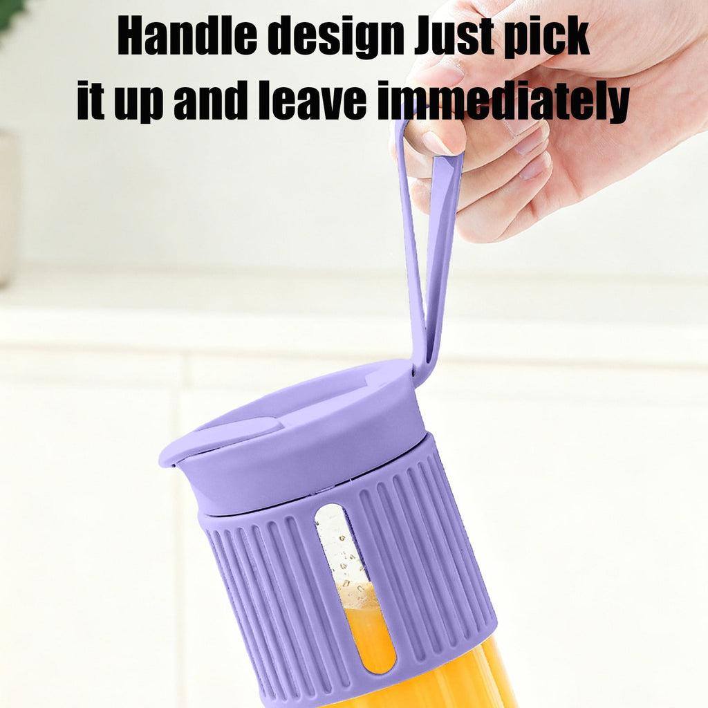 Portable Electric Juicer Cup 450ml USB Rechargeable Blender for Fresh Juice Smoothies, Kitchen Food Grinder with Stainless Steel Blades, Travel Mini Juicer