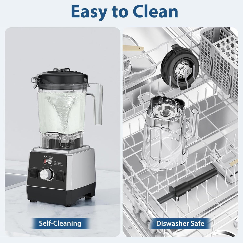 Blenders for Kitchen with 68Oz. Large Capacity, 1800W Max Power Smoothie Blender, 3 Preset Programs &amp; 7 Speeds, Professional Countertop Blender for Smoothies, Ice Crush, Generation2 Silver