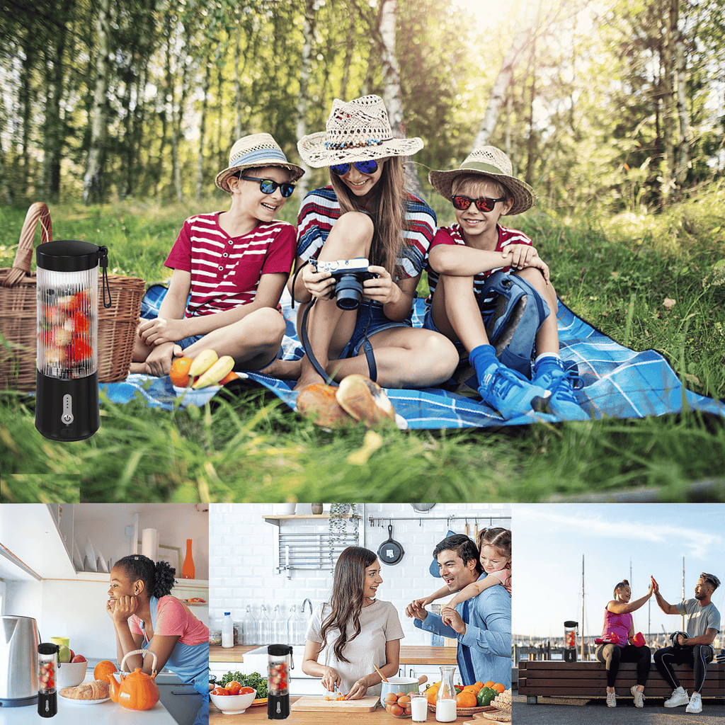 Portable Blender, Personal USB Rechargeable Blender for Shakes and Smoothies, Strong Cutting Power with 6 Blades, Traveling Fruit Veggie Juicer Cup for Home, Sport, Office, Camping,15 oz
