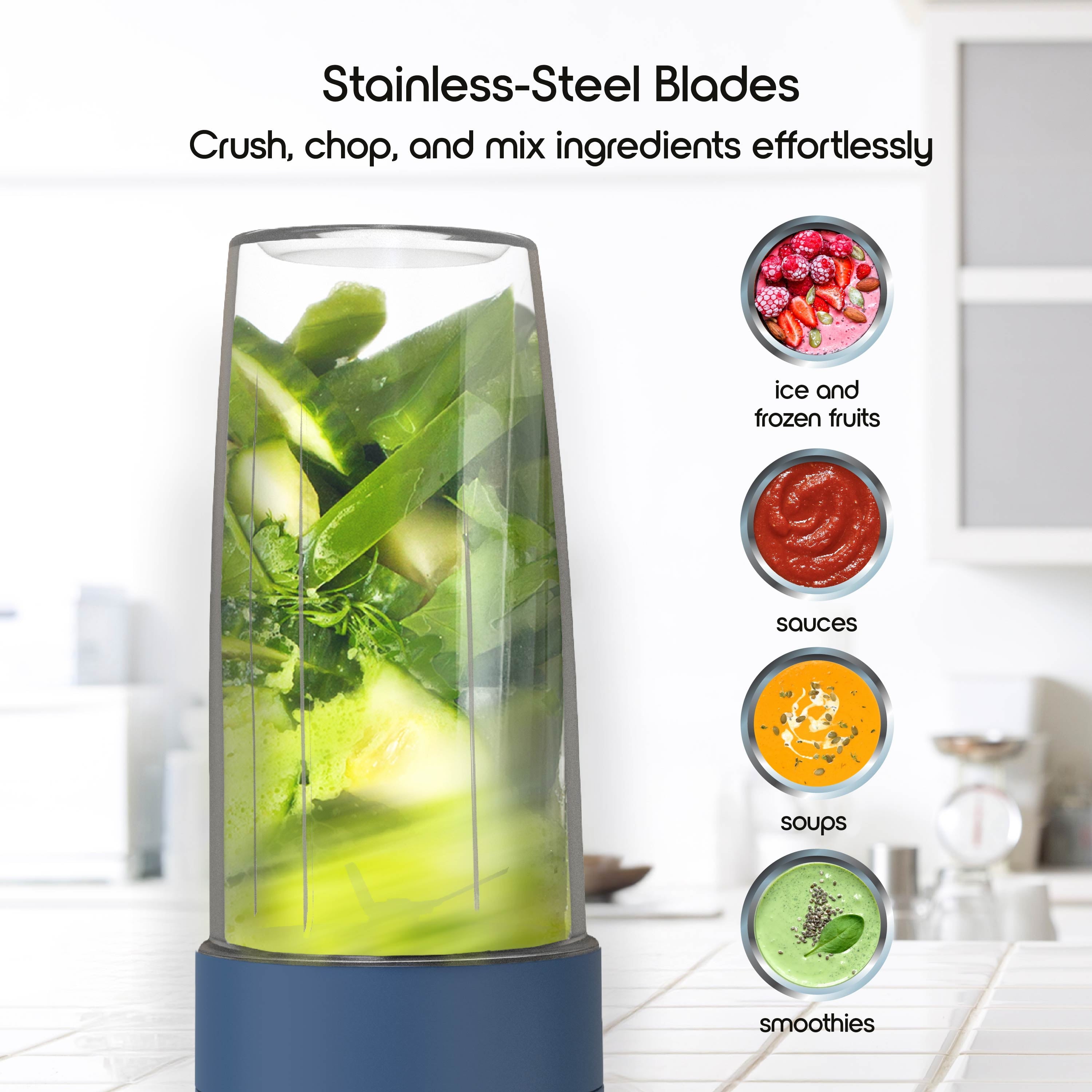 by 300W Mini Smoothie Blender – 18oz. Countertop Mini Blender for Smoothies, Sauces, Cocktails and More