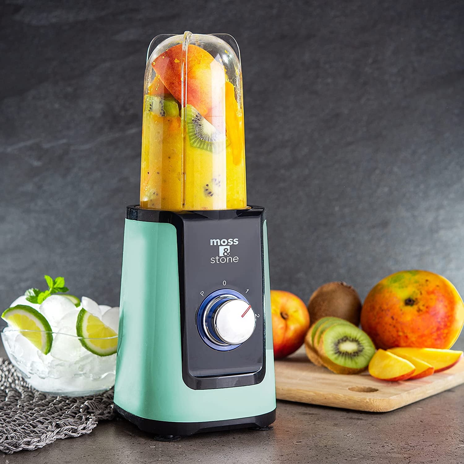 Moss &amp; Stone 2 in 1 Personal Blender with Additional Blender Cup, Mini Blender, Juice Blender &amp; Smoothie Maker (Spray Pearl Green)
