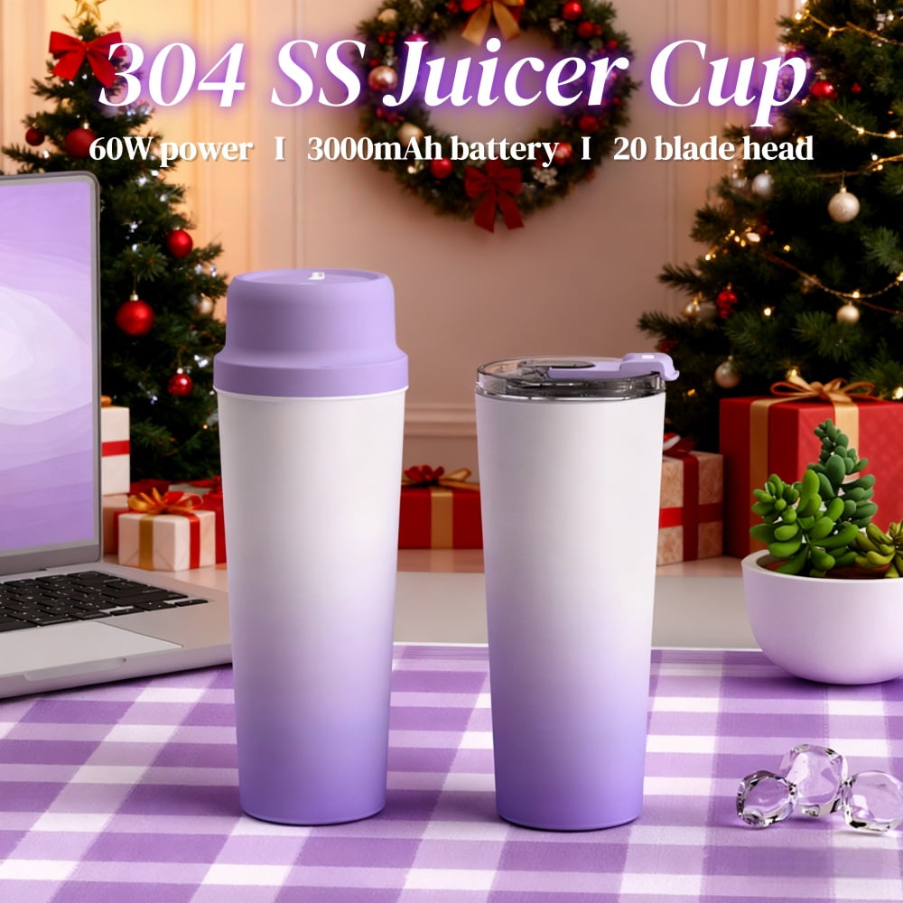 Multi-Function Portable Juicer, 2-in-1 Fruit Blender with 20 Blades, USB Rechargeable Juice Cup, Fresh Fruit Mixer, Dual Cup - Perfect for Snow Milkshakes, Smoothies, and Iced Drinks - Ideal Gift