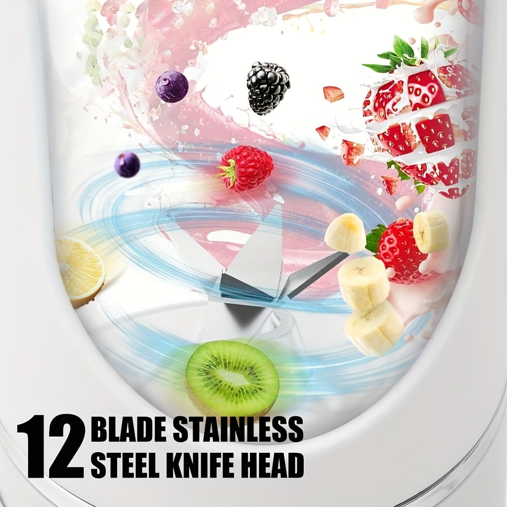 [12.85/15.22 ounce rechargeable Mini Blender] Portable USB rechargeable mini Blender and juicer - 3 modes, digital display, safety lock, food-grade PP, easy to clean, ideal choice for travel