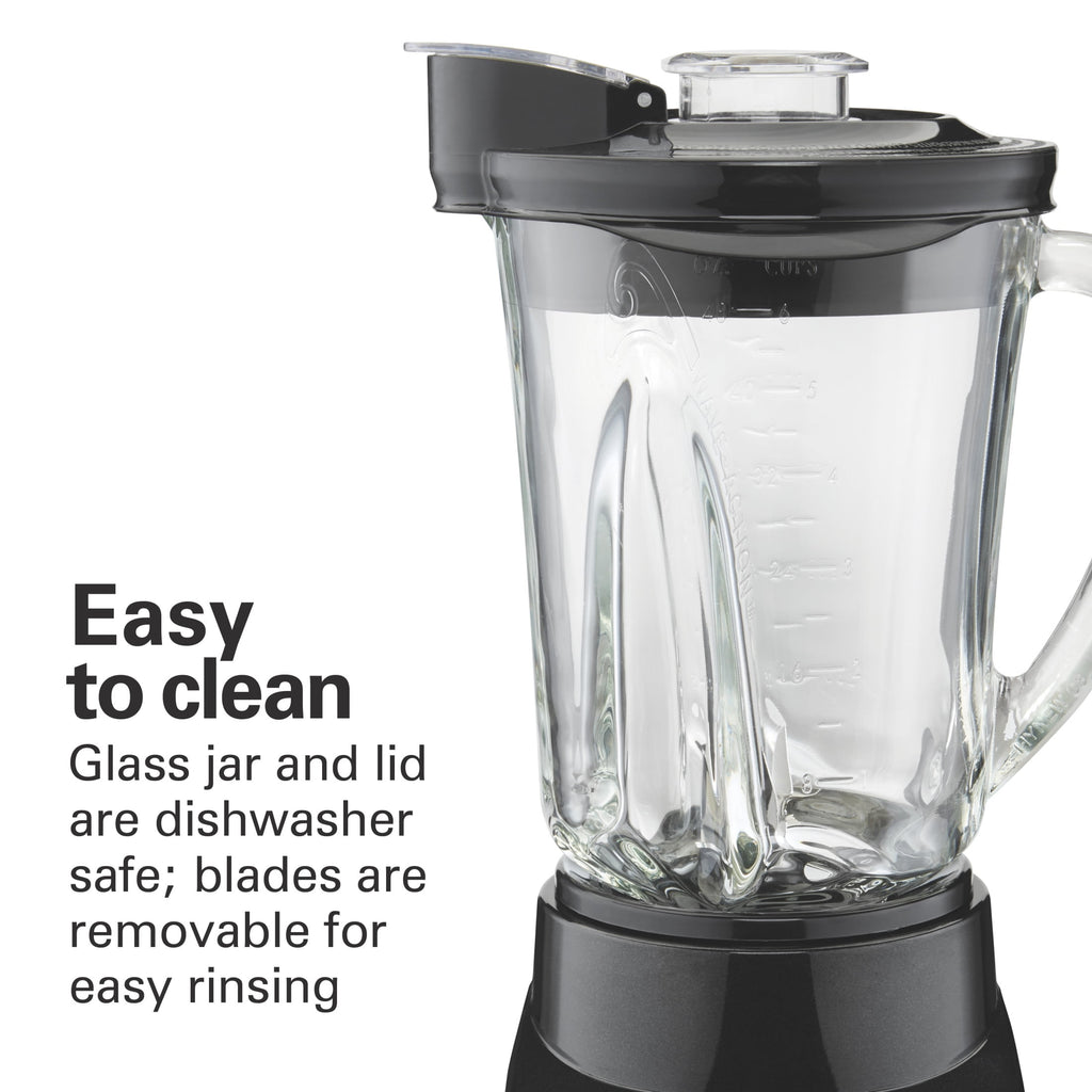 Wave Action Blender for Kitchen, 48 oz Jar for Smoothies and Shakes, Black