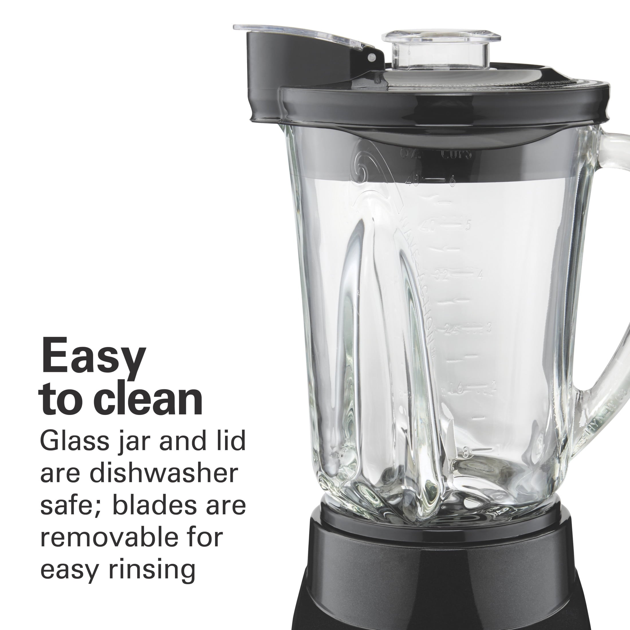 Wave Action Blender for Kitchen, 48 oz Jar for Smoothies and Shakes, Black