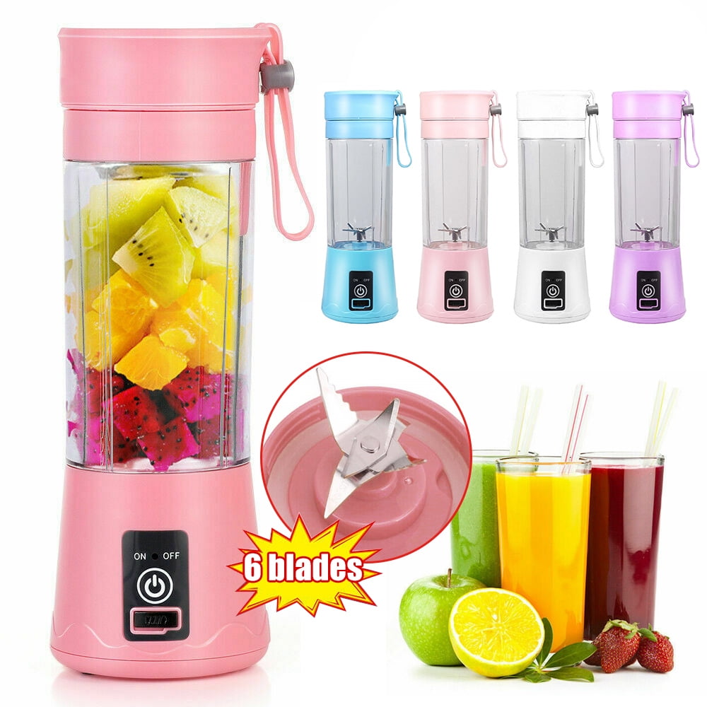 380ML Portable Blender,Mini Bottle Travel Electric Smoothie Blender Maker With 6 Blades for juice shakes,Purple