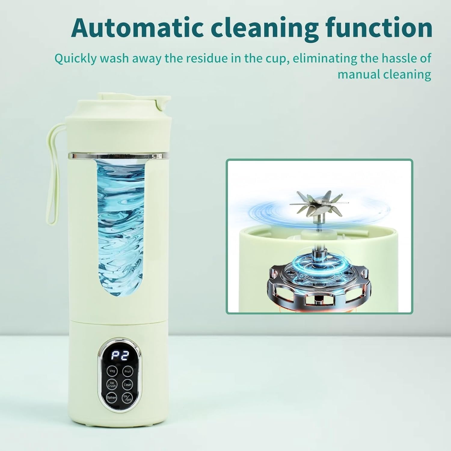 530ML Portable Blender,Mini Portable Electric USB Juicer,Small Personal Blender for Smoothies and Shakes,With Automatic Cleaning Function,Multi-Purpose and Easy To Use(beige)
