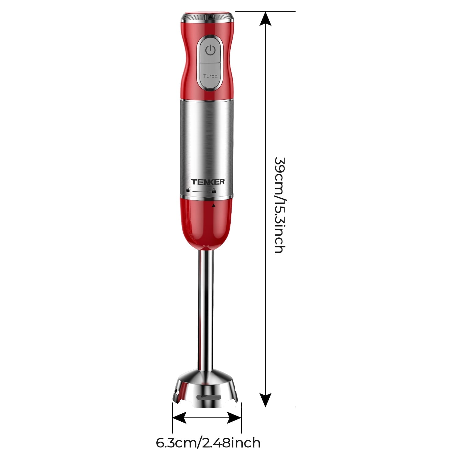 1100W Immersion Blender Handheld Hand Blender , Trigger Variable Speed 5 in 1 Stick Blender, Emulsion Blender with Chopper, Whisk and Frother for Soup, Baby Food and Smoothies,Red
