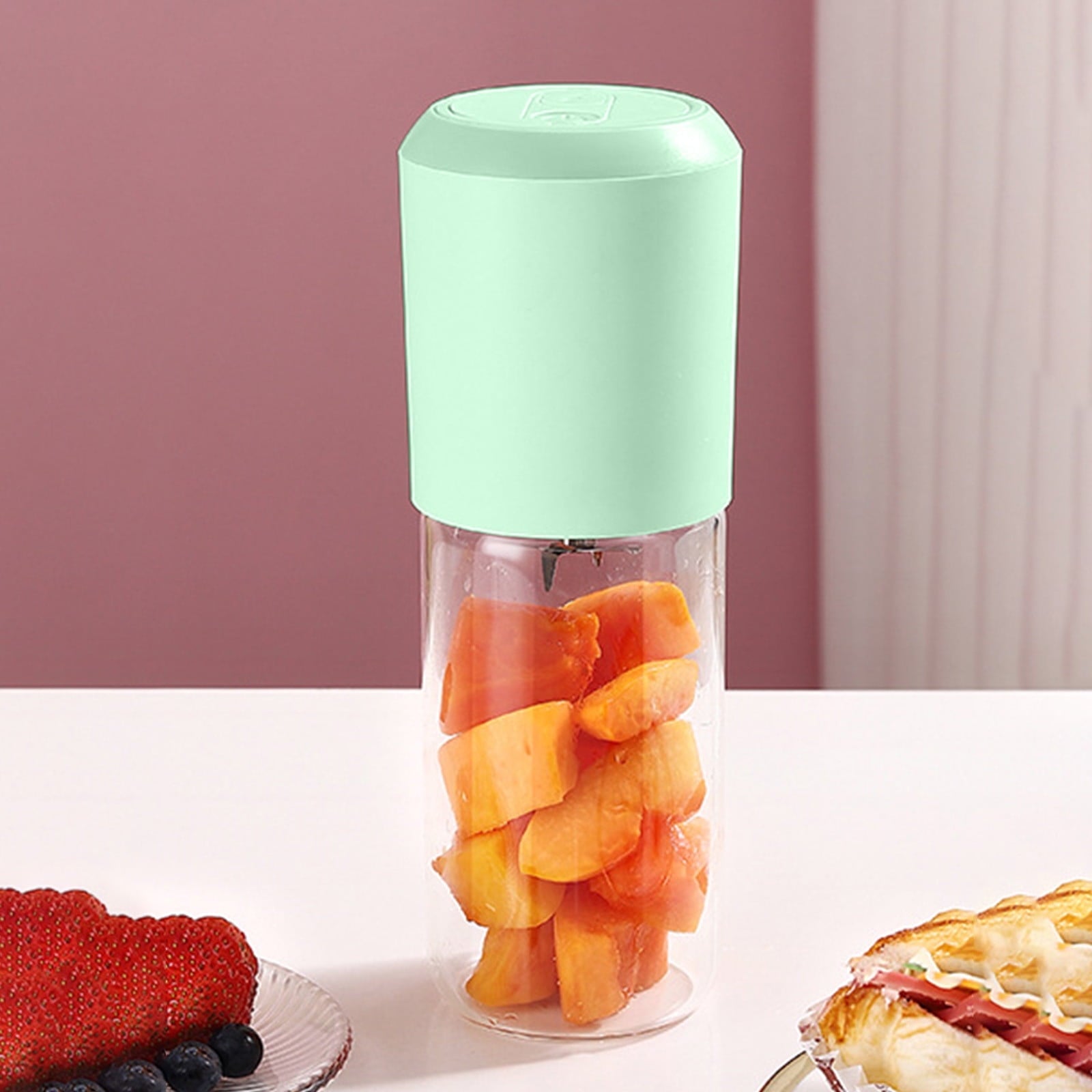 Under $5 Portable Juicer, 400ml Glass Blender Cup, USB Rechargeable Smoothie Maker, 6-Blade Crushing Technology for Fruits Vegetables, Travel Friendly Mixer for Healthy Drinks