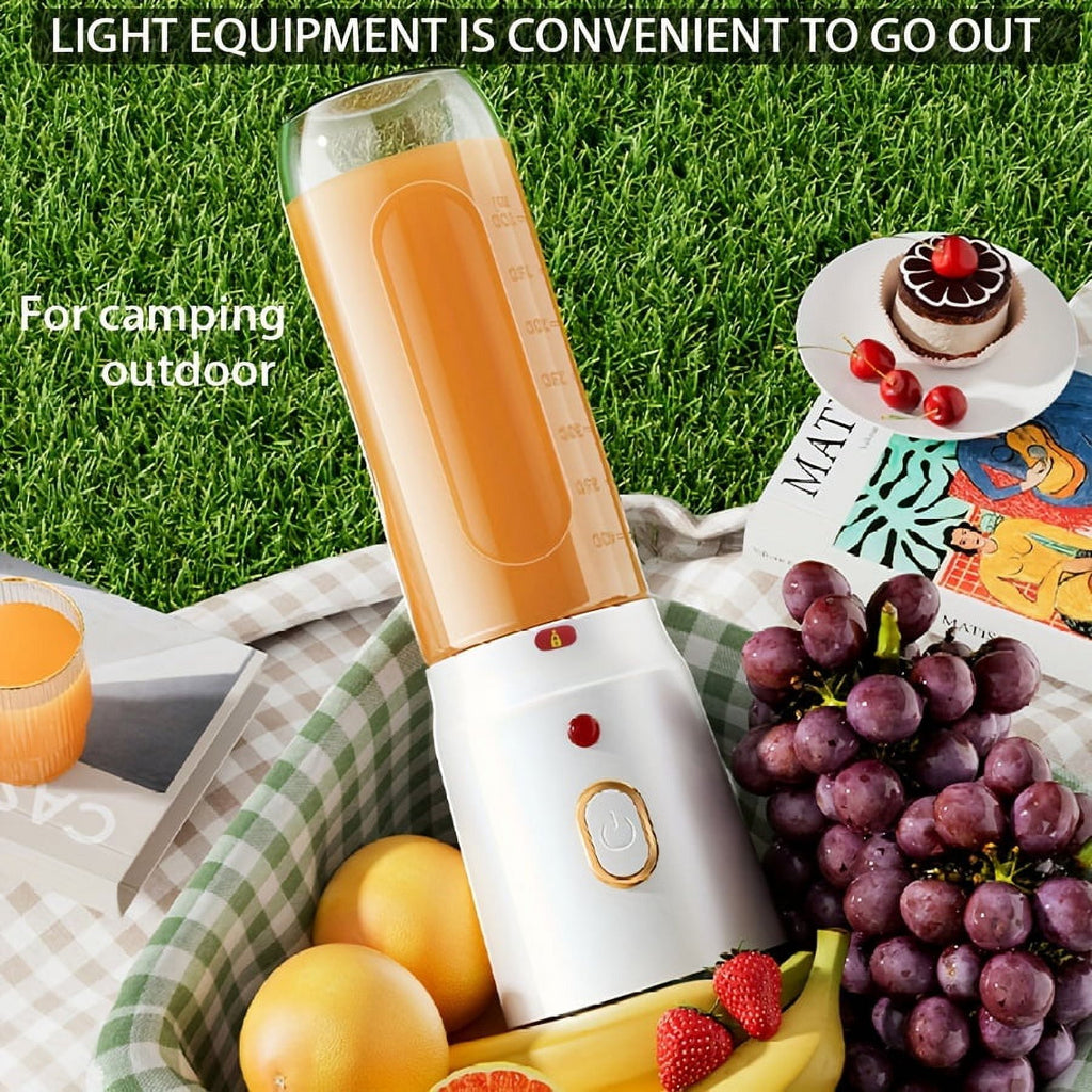 1pc/450ml Portable Cordless Juicer with 2 Cups - USB Rechargeable Mini Blender for Fresh Juice, Smoothies and Milkshakes - Perfect for Travel, Home, Juicing Station | Modern Kitchen Accessories | Dura