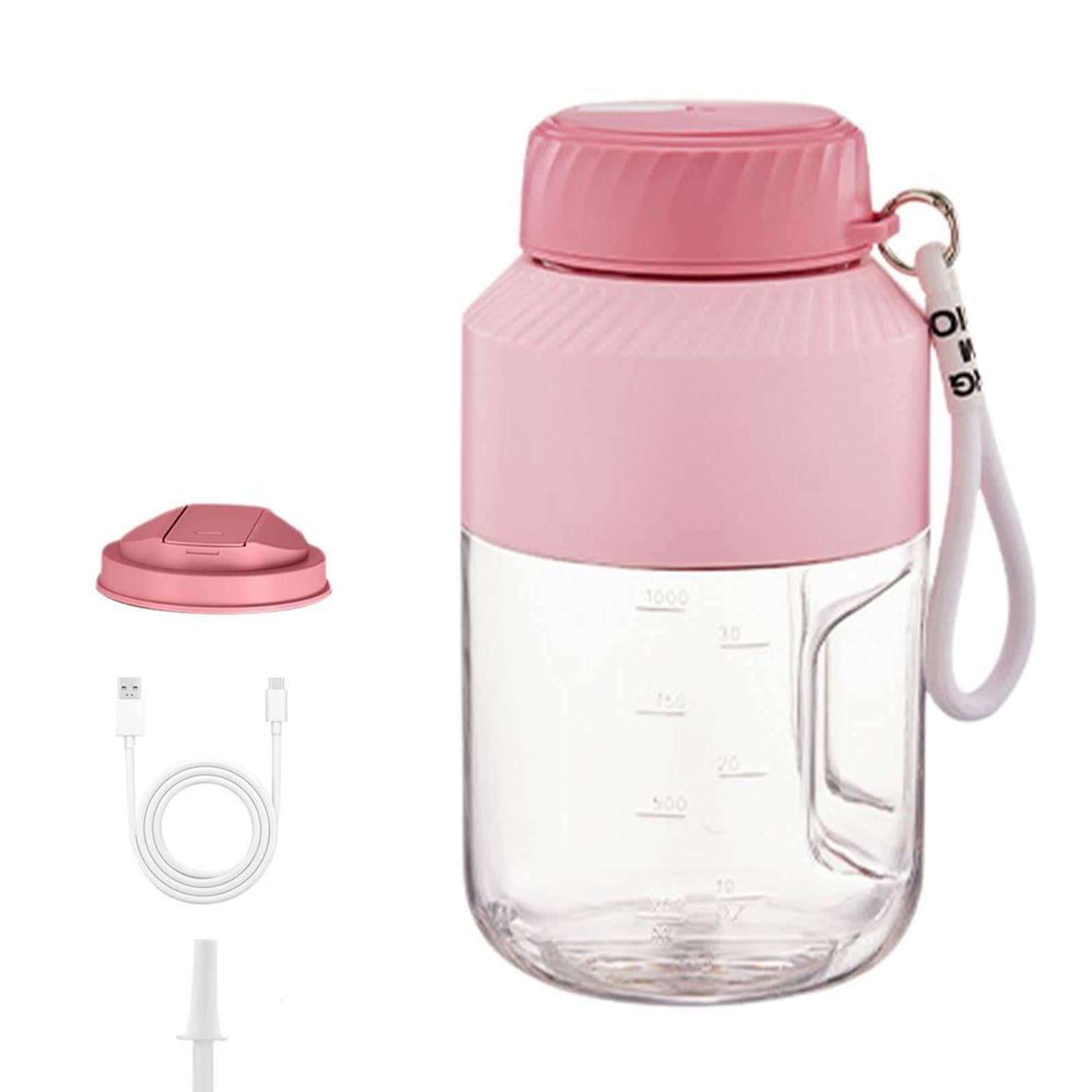 Portable Blender 1000ml Multifunctional for Shakes and Smoothies Travel Home Pink Double Lid