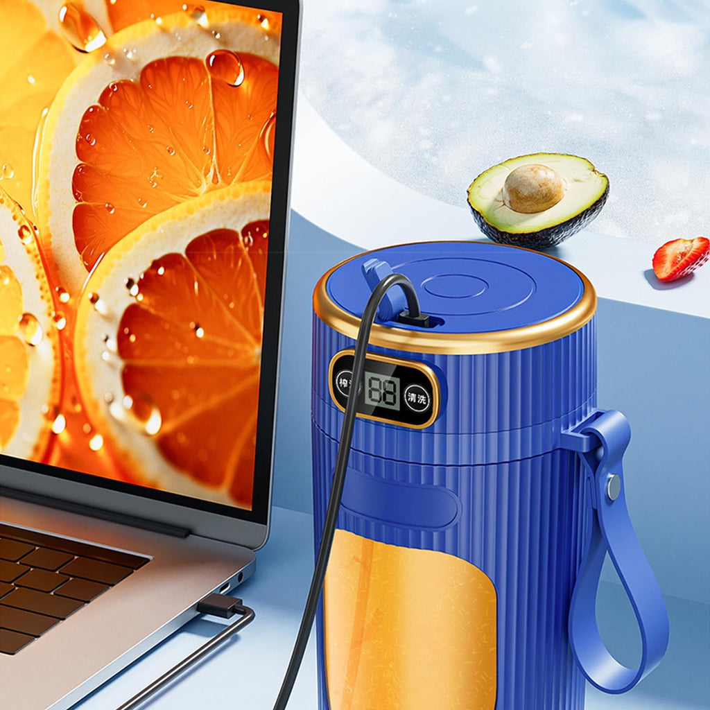 Portable Juicer Machine with Digital Display, 14oz Multifunction Fruit Juicer Cup for Home and Student Use, Kitchen Juicer for Extraction, White
