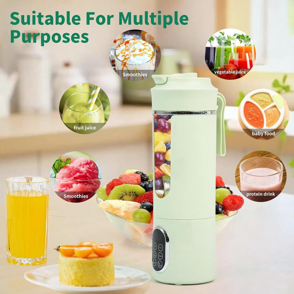 530ML Portable Blender,Mini Portable Electric USB Juicer,Small Personal Blender for Smoothies and Shakes,With Automatic Cleaning Function,Multi-Purpose and Easy To Use(beige)