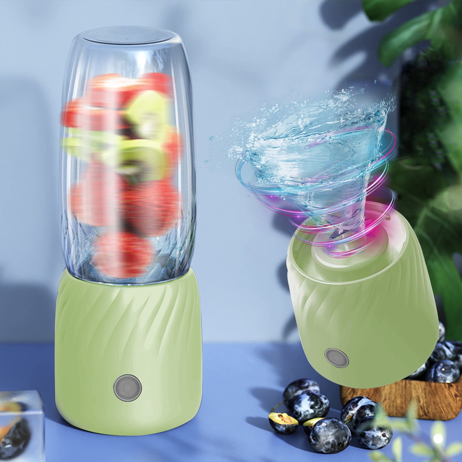 Portable Blender, Personal Size Blender for Shakes and Smoothies with 6 Blades, 10 Oz Mini Blender Cup with Travel Lid and USB Rechargeable for office, Gym, Kitchen