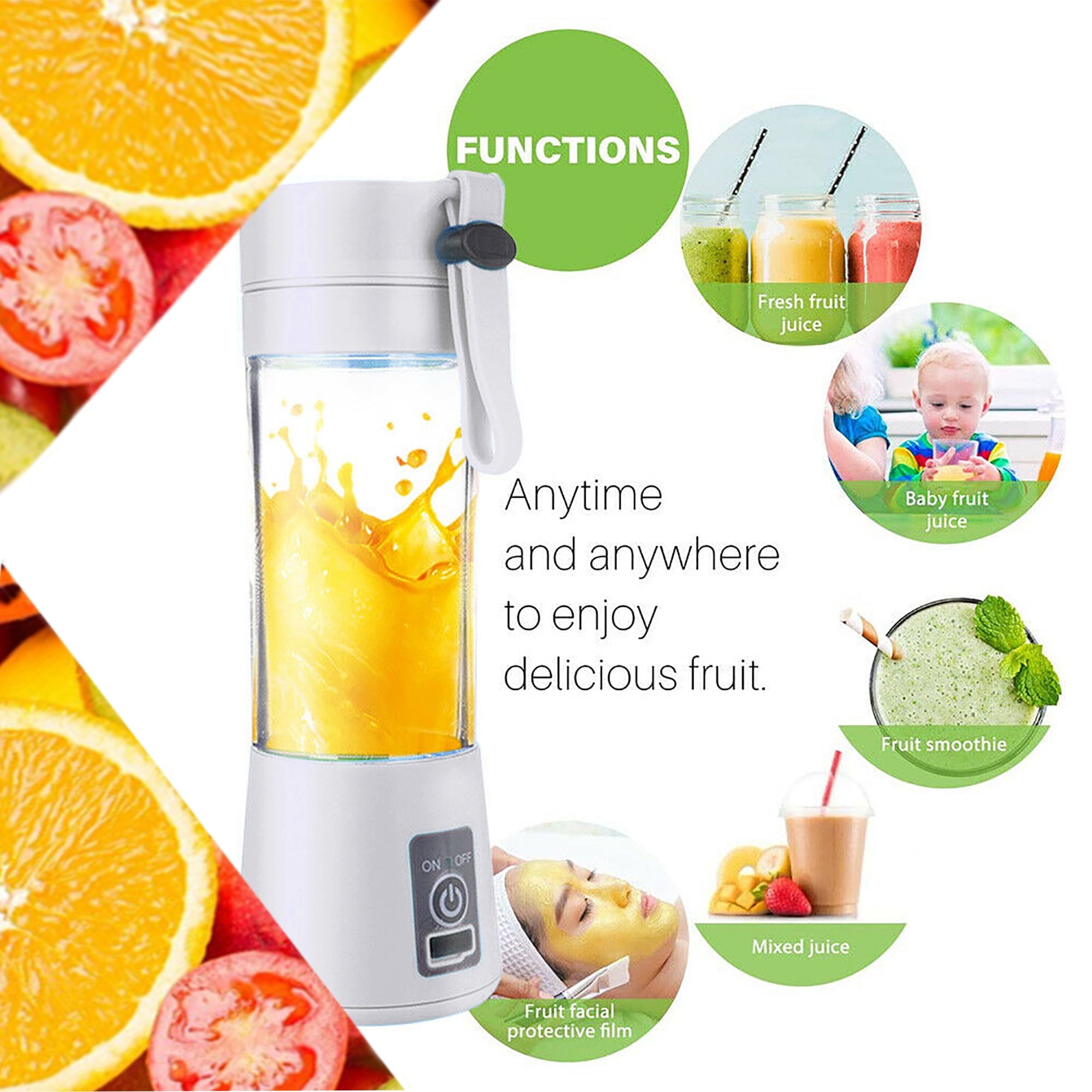 Portable Mini Blender USB Rechargeable Fruit Juice Blender,Shakes Smoothie Blender-6 Blades,Mini Travel Personal Blender,Household Mixer For Juicing Vegetables Meat Crushed Ice-Easy Clean