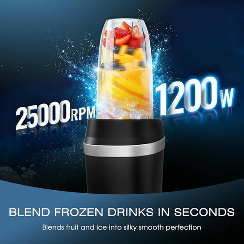 Blender for Smoothies, 1200W Smoothie Blender for Ice Crushing, Blenders with (2) 6-Fin Blades, Personal Blenders for Kitchen with 23oz, 32oz, 37oz Easy Go Cups for Juices, Silver