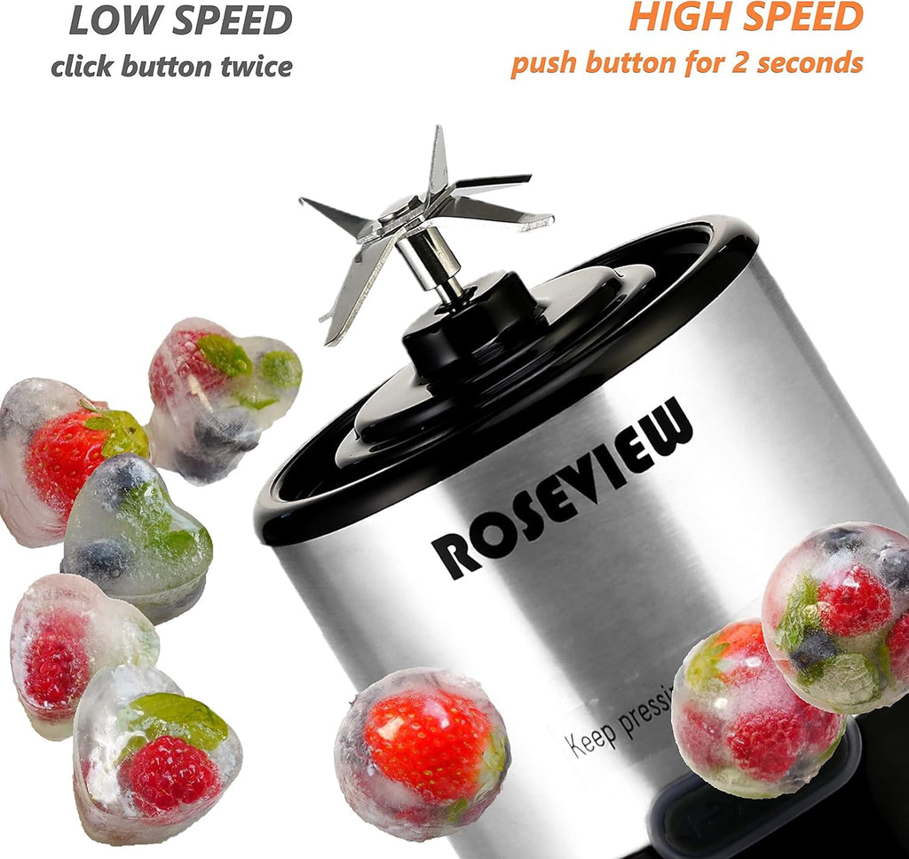 Portable Smoothie blender Glass bottle Mini USB rechargeable 2 battery Handheld Shakes blend Cup USB juicer Cordless Personal smoothies maker mixer (Stainless)