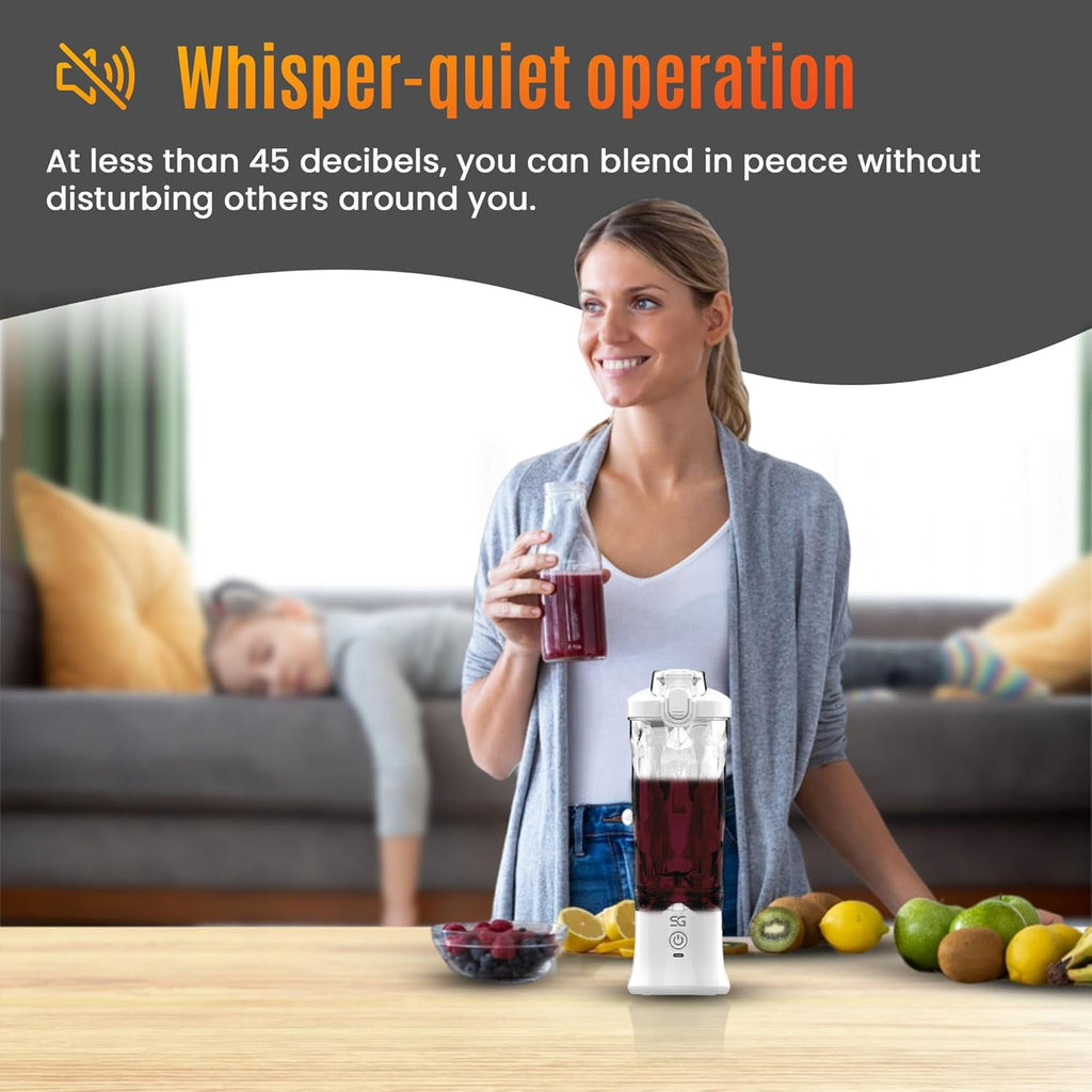 Powerful Portable Blender for Smoothies &amp; Shakes - Mini Blender with High-Torque Motor, Long-Life Battery, Leak-Proof Cup - One-Click &amp; Pulse Mode - Personal Blender for Home, Travel