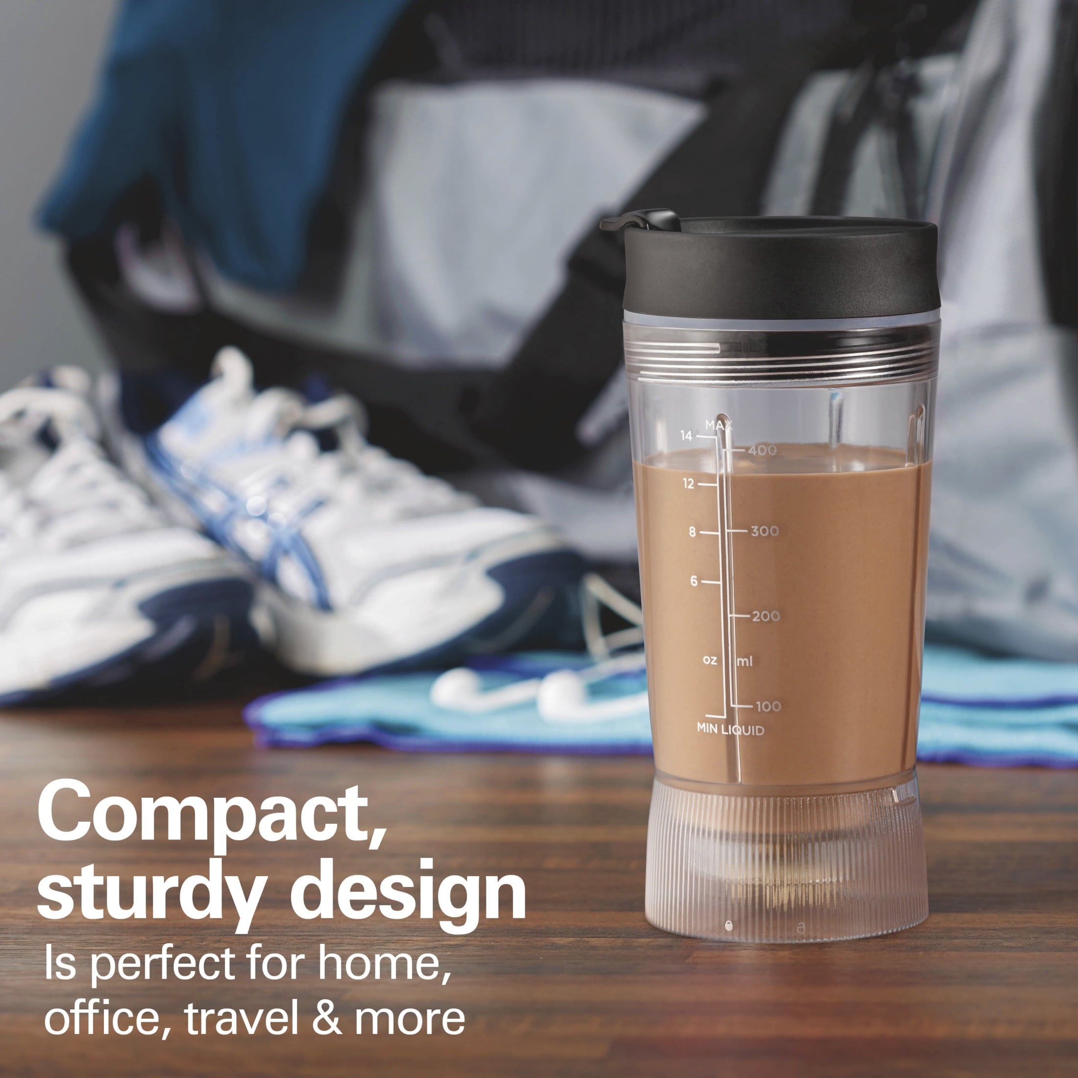 Personal Blender for Smoothies with Travel Lid, 14 oz, Black