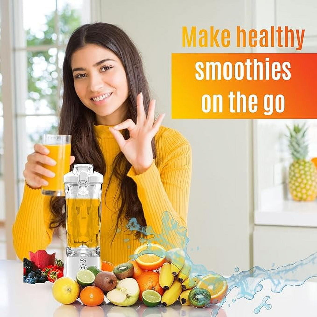 Powerful Portable Blender for Smoothies &amp; Shakes - Mini Blender with High-Torque Motor, Long-Life Battery, Leak-Proof Cup - One-Click &amp; Pulse Mode - Personal Blender for Home, Travel