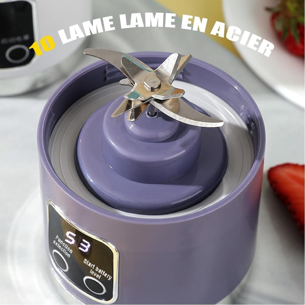Digital Display Juicer, Digital Multimode Juicer Blender, Portable USB Rechargeable Juice Blender for Smoothies Liquid Diet, Shakes