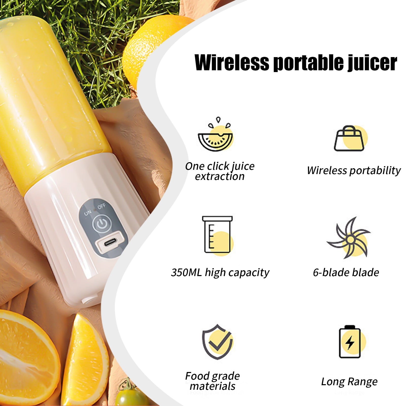 Portable Blender, 450ml Cordless Personal Blender for Shakes &amp; Smoothies, BPA Free, Leakproof-Lid, USB Rechargeable