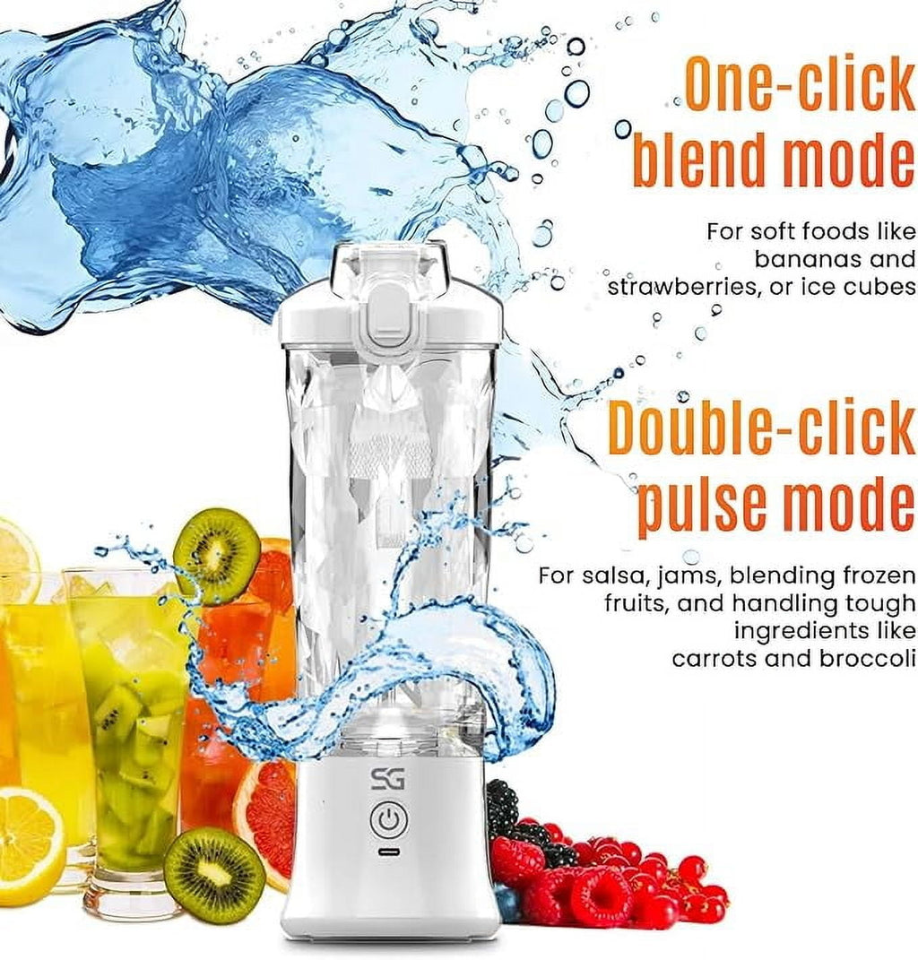 Powerful Portable Blender for Smoothies &amp; Shakes - Mini Blender with High-Torque Motor, Long-Life Battery, Leak-Proof Cup - One-Click &amp; Pulse Mode - Personal Blender for Home, Travel