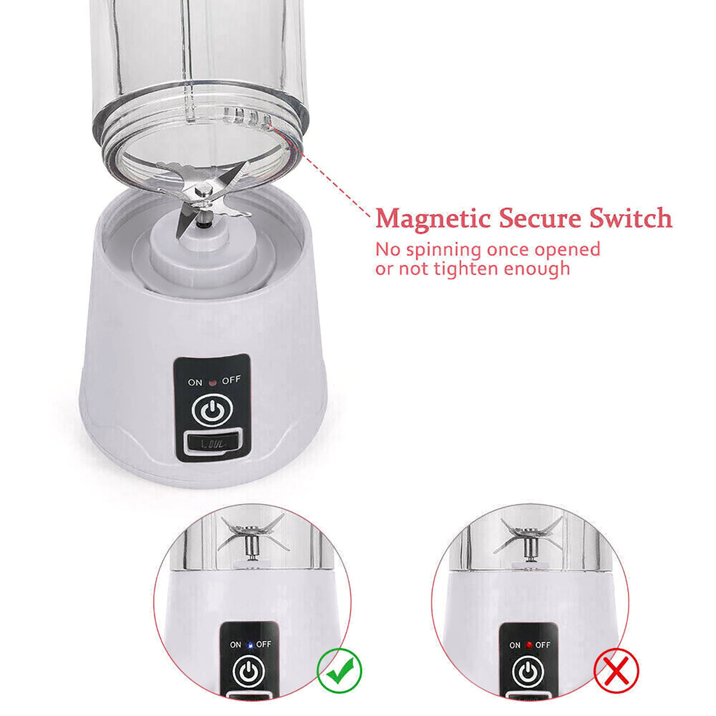 Portable Mini Blender USB Rechargeable Fruit Juice Blender,Shakes Smoothie Blender-6 Blades,Mini Travel Personal Blender,Household Mixer For Juicing Vegetables Meat Crushed Ice-Easy Clean