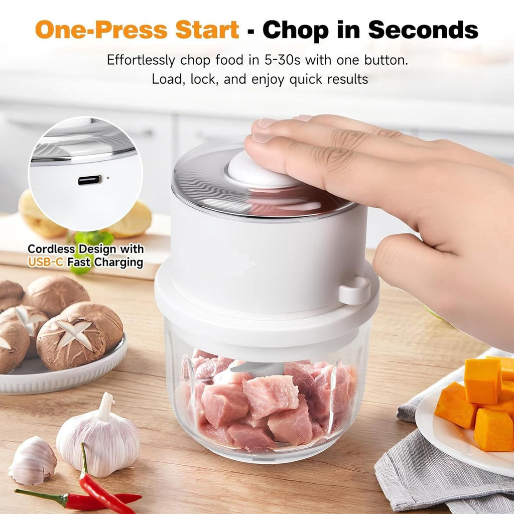 Mini Electric Food Blender 250ml – Small Portable Mixer with Powerful Motor &amp; Stainless Steel Blades, One-Click Operation, Easy to Clean, tpc Rechargeable, for Baby Food, Smoothies, Spices, Meat