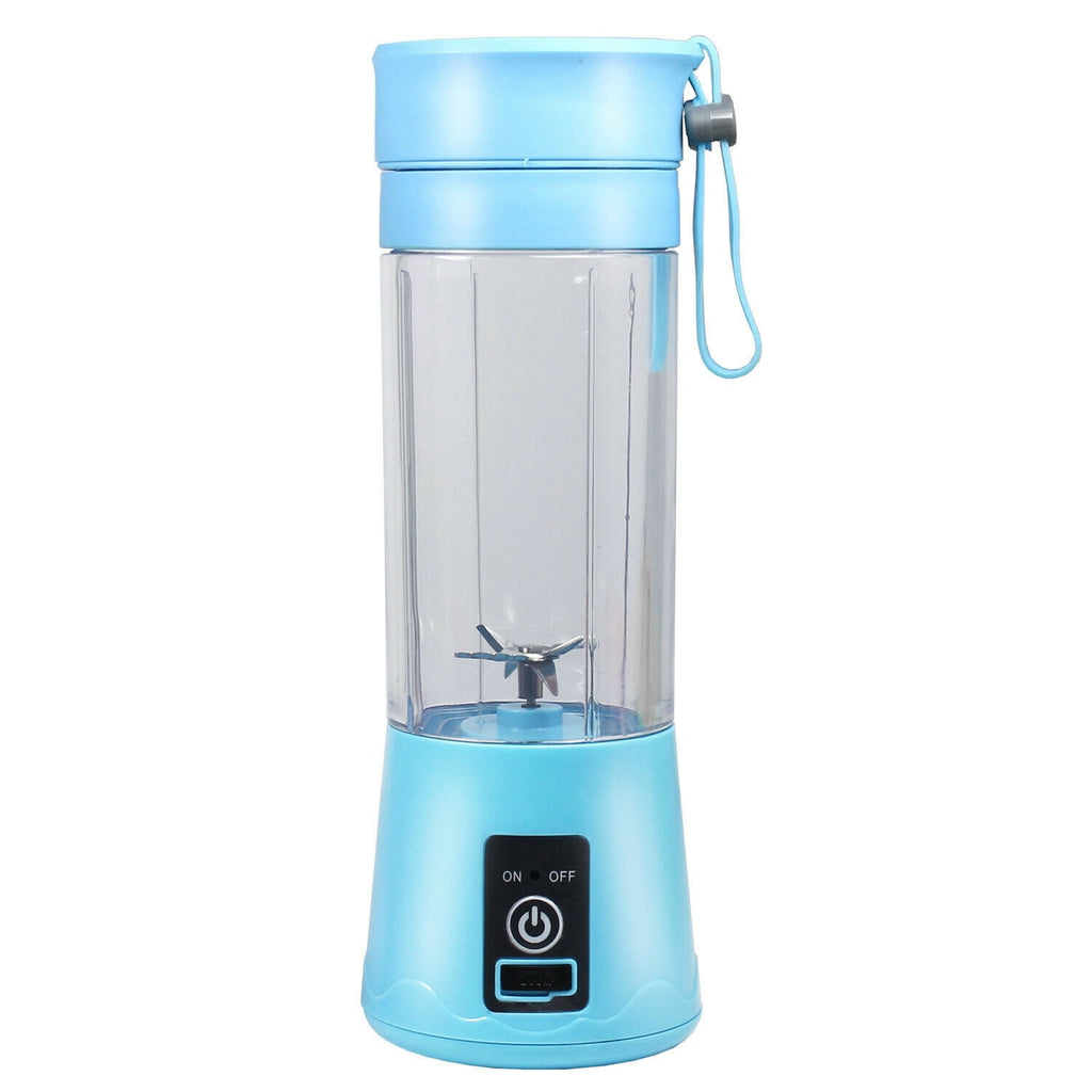 380 ml Portable Blender, Mini Bottle Travel Electric Smoothie Blender Maker With 6 Blades for Juice shakes, Blue
