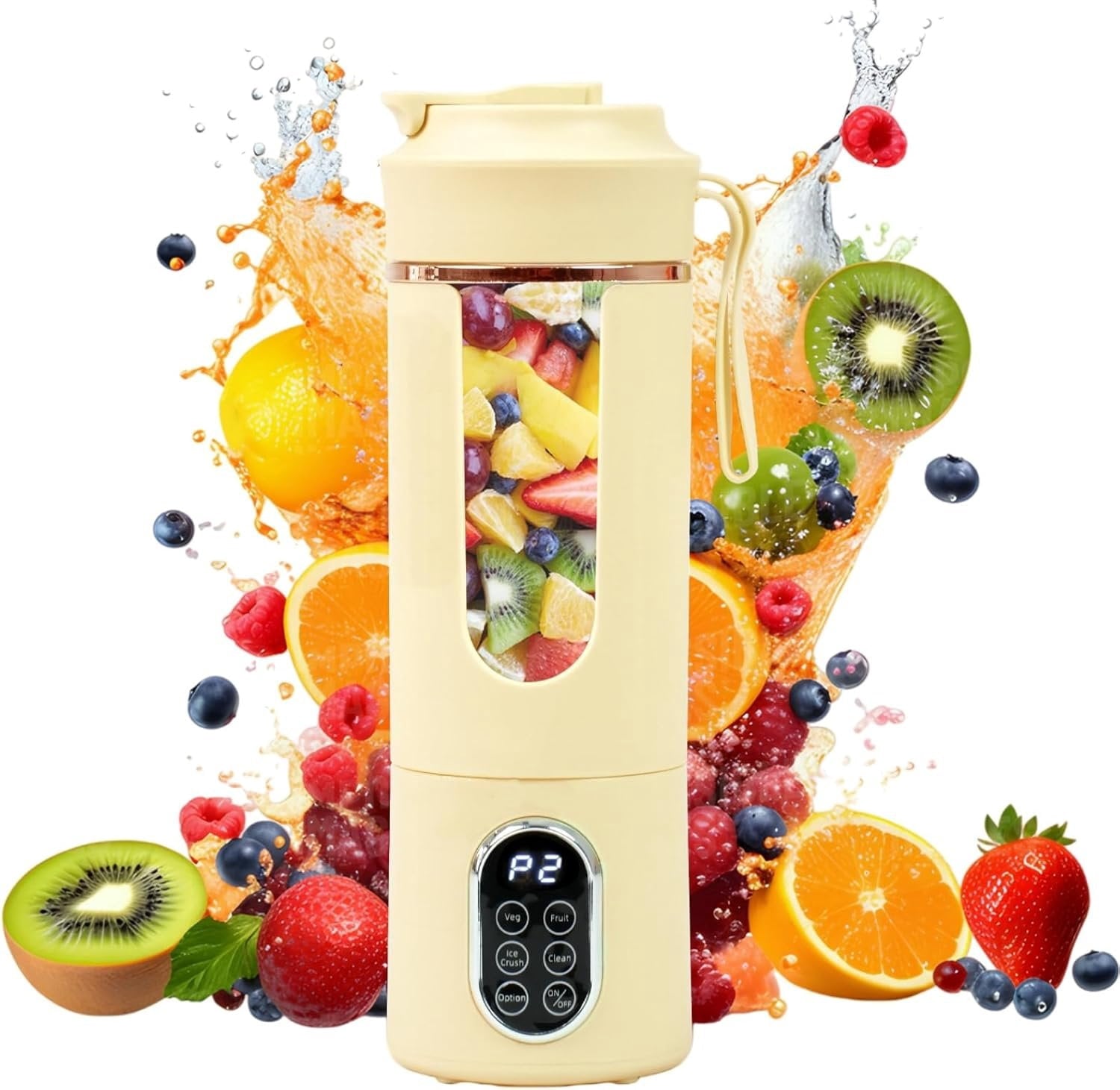 530ML Portable Blender,Mini Portable Electric USB Juicer,Small Personal Blender for Smoothies and Shakes,With Automatic Cleaning Function,Multi-Purpose and Easy To Use(beige)