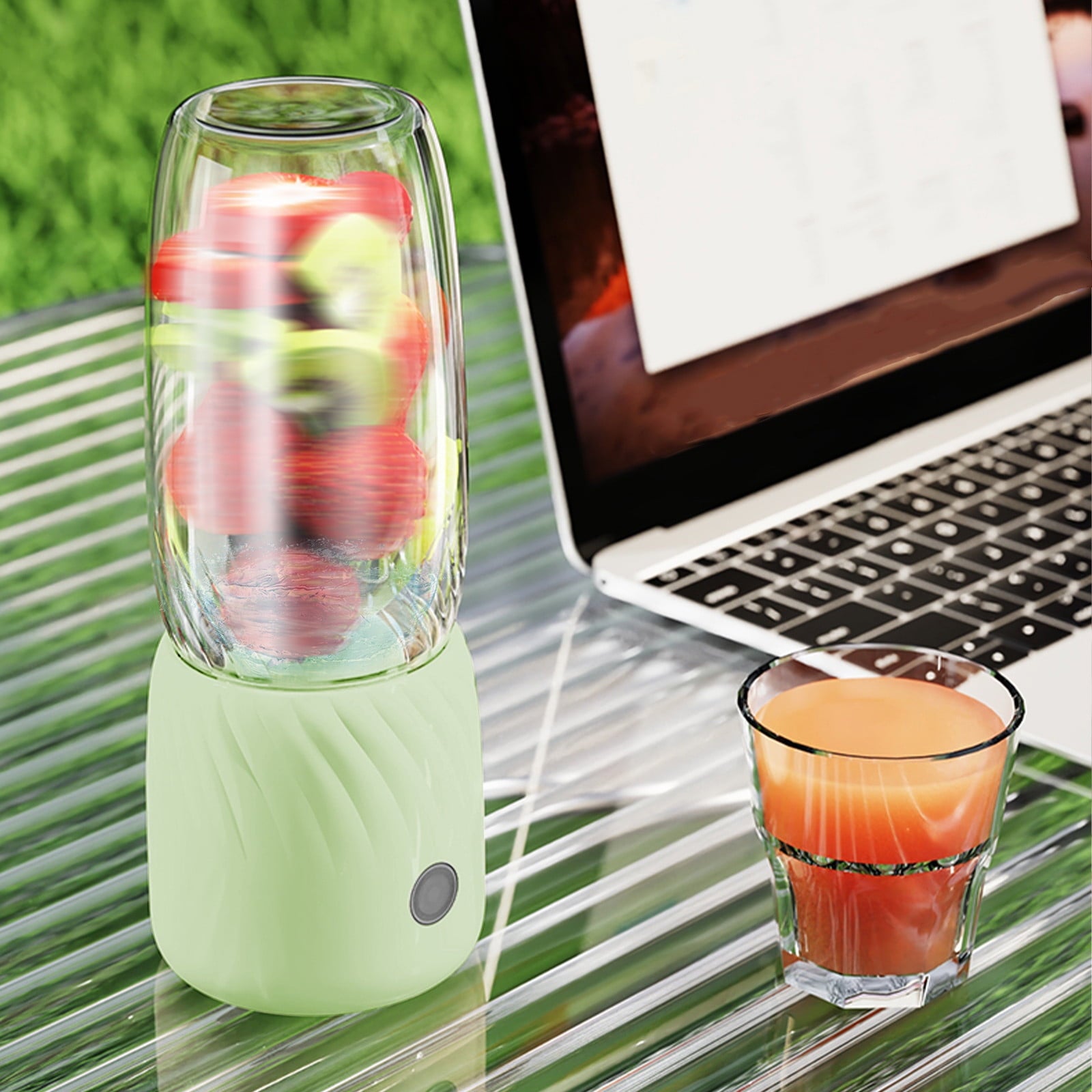 Portable Blender Juicer Machine - USB Rechargeable with 6 Blades for Shakes, Fruits &amp; Outdoors (1 Count)